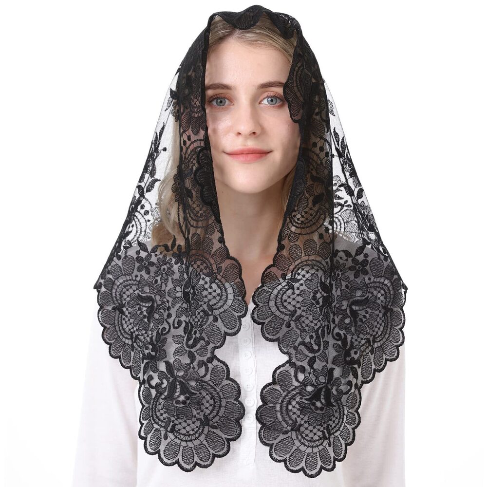 5855 Triangle Catholic Mass Veil Traditional Church Mass Prayer Head